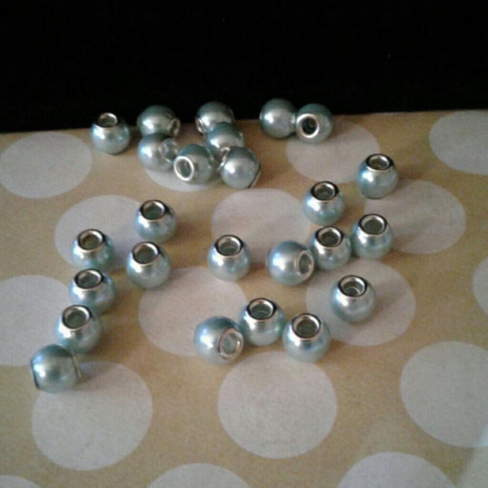 25 light blue euro beads